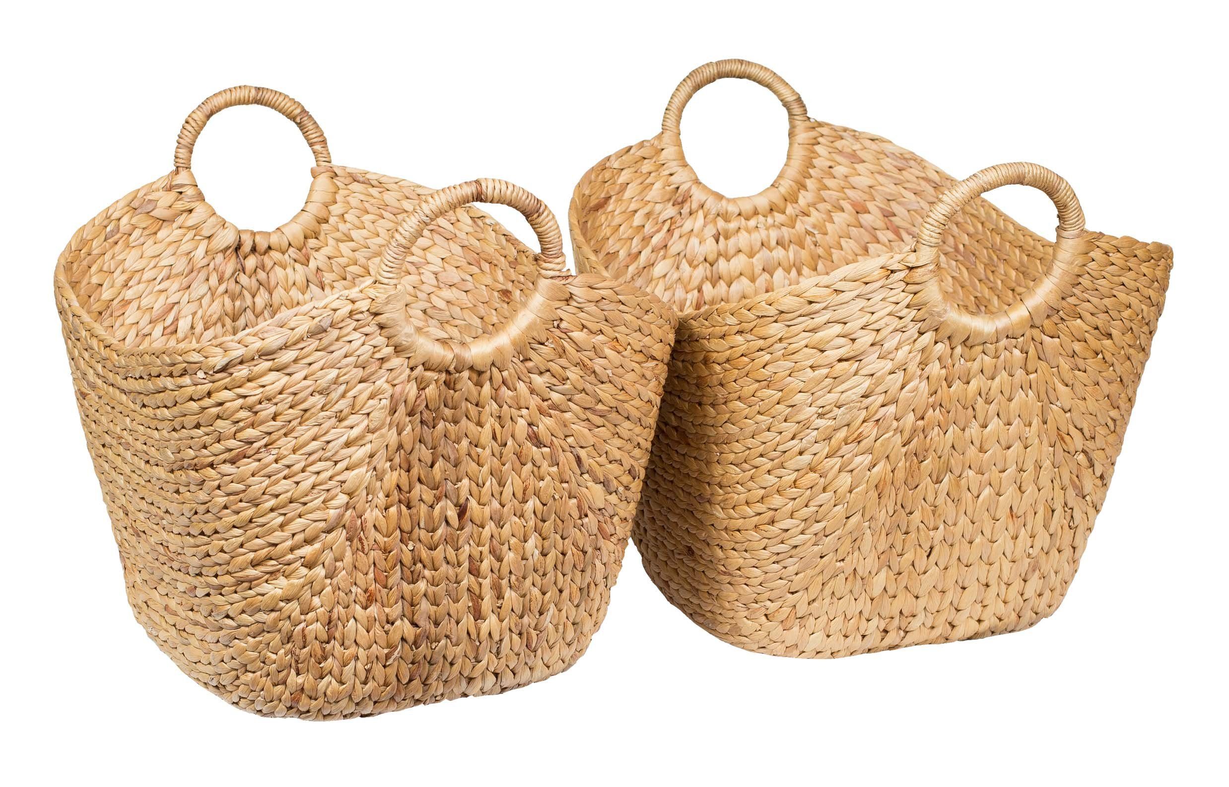 BIRDROCK HOME Water Hyacinth Laundry Baskets (Natural) - Two Baskets Included - Hand Woven | Amazon (US)