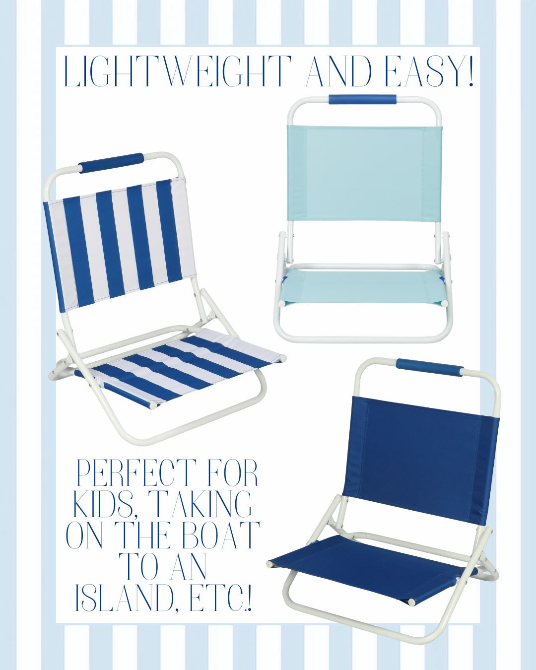 Lightweight and easy foldable chair from Walmart! Perfect for the beach, boat, kid's activities, etc.!  

 #LTKSeasonal #LTKTravel #LTKKids