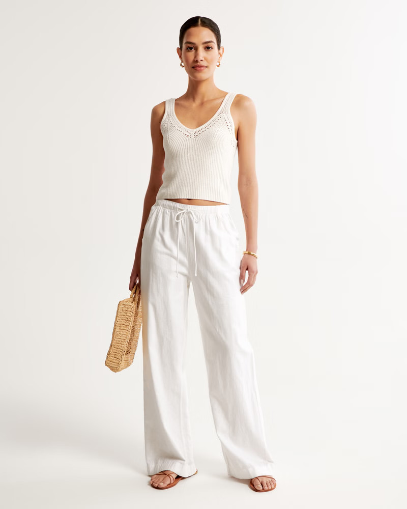 Ribbed Pointelle V-Neck Tank | Abercrombie & Fitch (US)