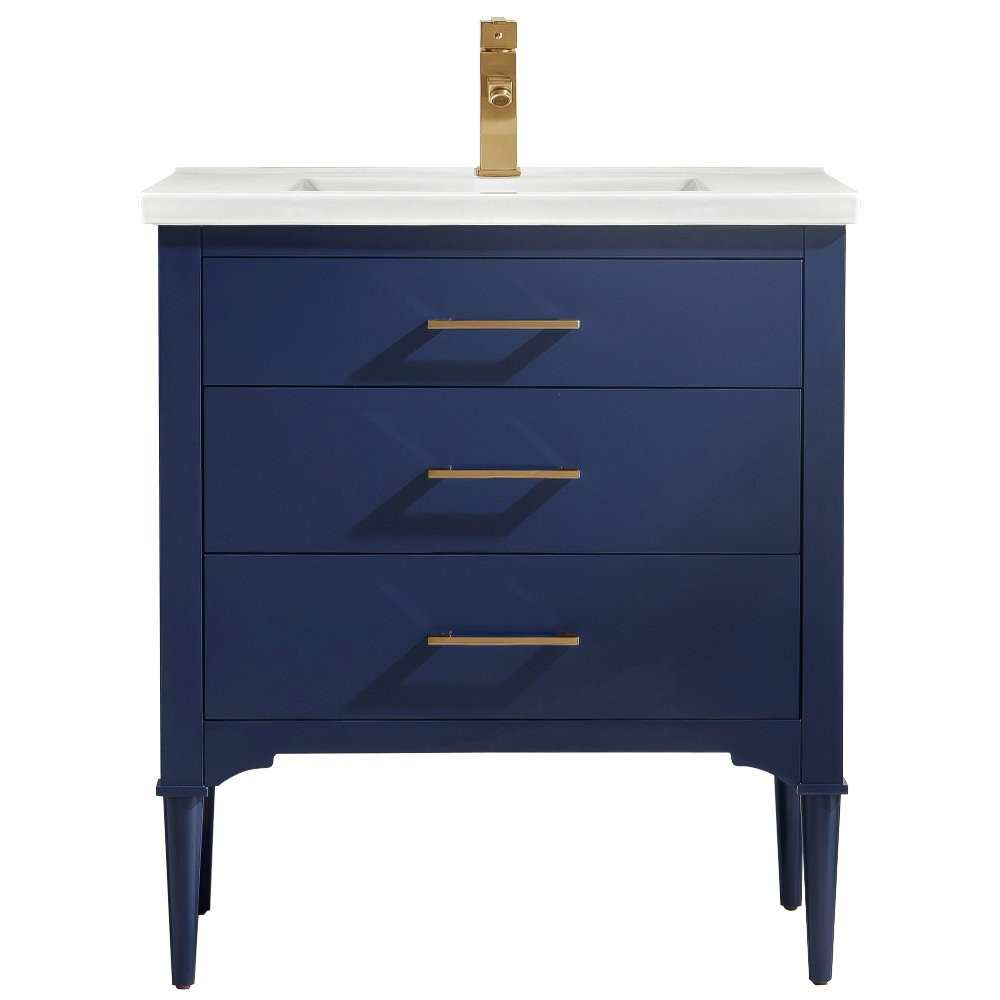 Design Element Mason 30" Single Sink Bathroom Vanity in Blue with Two Sets of Hardware | Walmart (US)
