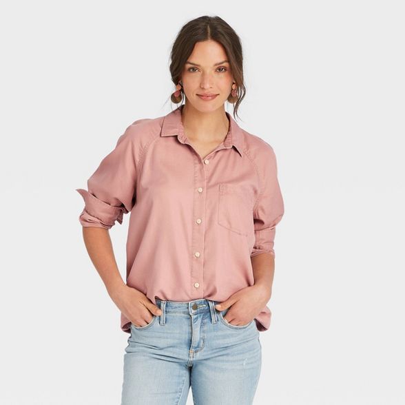 Women's Raglan Long Sleeve Button-Down Shirt - Universal Thread™ | Target