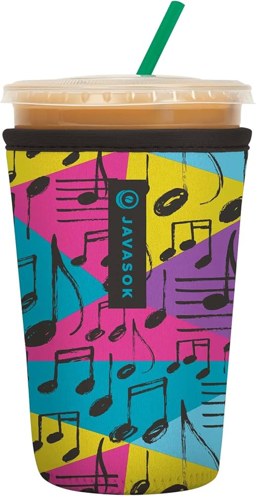 Sok It JavaSok Iced Coffee & Cold Soda Insulated Neoprene Cup Sleeve (Music to My Ears, Medium: 2... | Amazon (US)