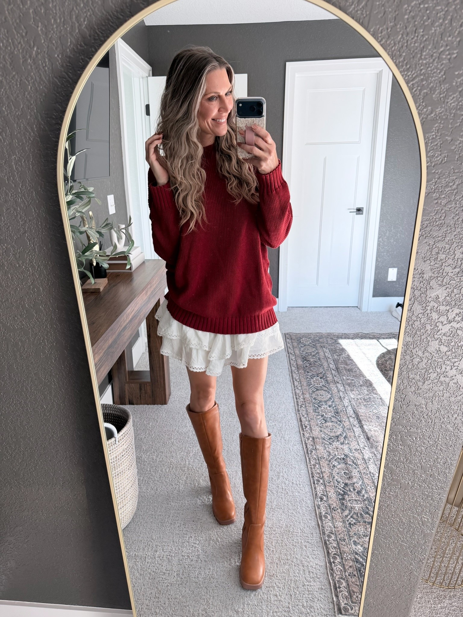 Fall outfit idea: oversized sweater, lace skirt, and tall leather boots 🤎 A simple, layered look! 


#LTKootd #LTKOver40 #LTKFindsUnder50