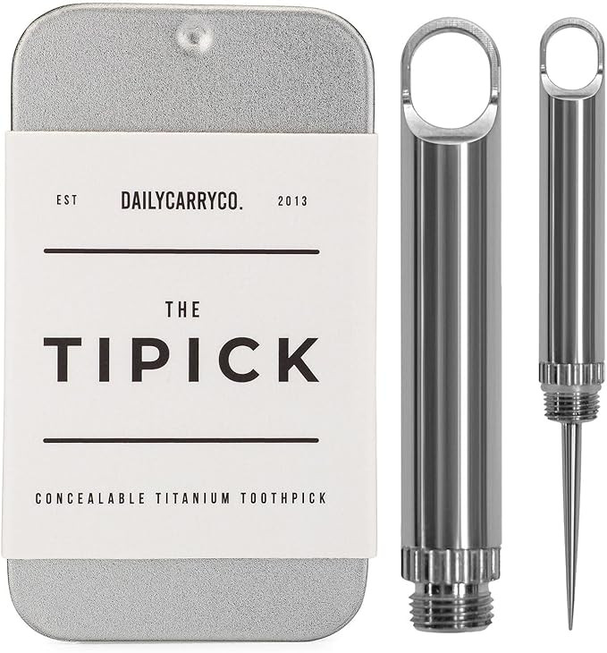 DAILYCARRYCO. TiPick Titanium Toothpick Holder - Portable Metal Travel Toothpick - Reusable EDC M... | Amazon (US)
