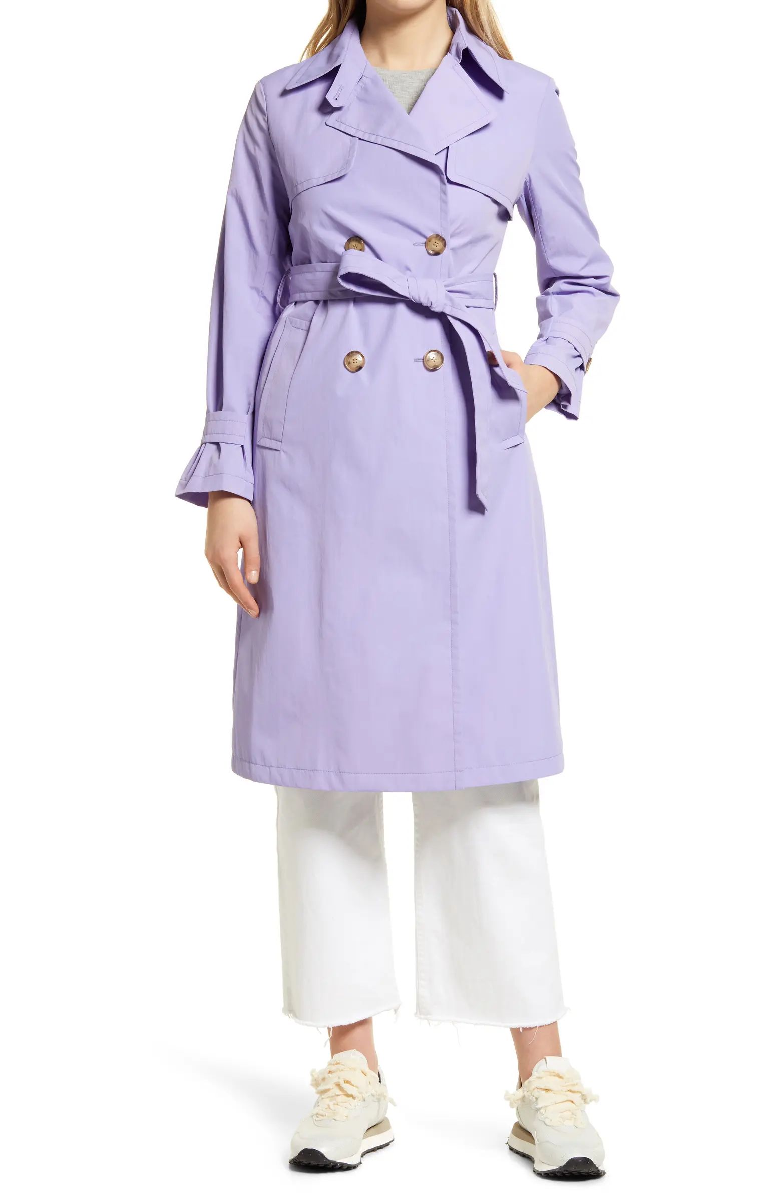 Double Breasted Nylon Trench Coat | Nordstrom