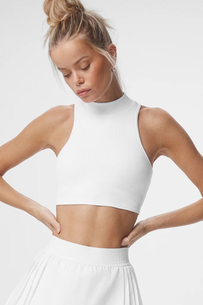 Goddess Rib Cropped Dynamite Tank - White | Alo Yoga