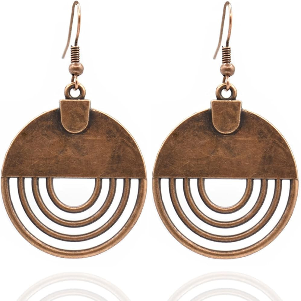 Boho Teardrop Earrings, Handmade Copper Bohemian Earrings, Dangle Antique Ethnic Jewelry for Wome... | Amazon (US)