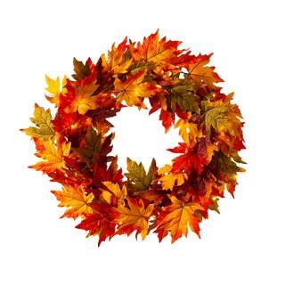 Glitzhome® 24" Fall Lighted Maple Leaves Wreath | Michaels | Michaels Stores