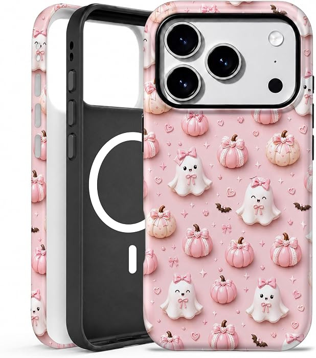 Magnetic for iPhone 17 Pro Max/18 Pro Max Case, Pastel Pink Ghost Halloween | Amazon (US)