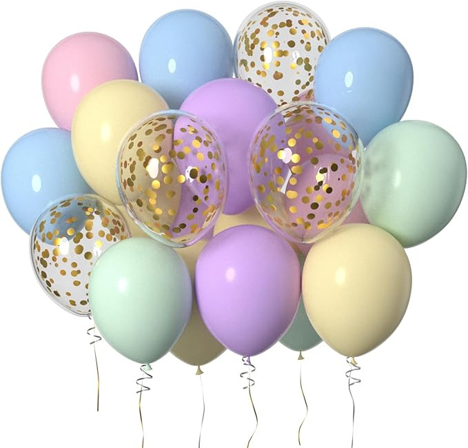 ZOOYOO 12 inch Pastel Balloons and Gold Confetti Latex Balloons for Pastel Party Decorations, Pas... | Amazon (US)