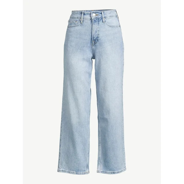 Free Assembly Women's Cropped Wide High Rise Straight Jeans | Walmart (US)