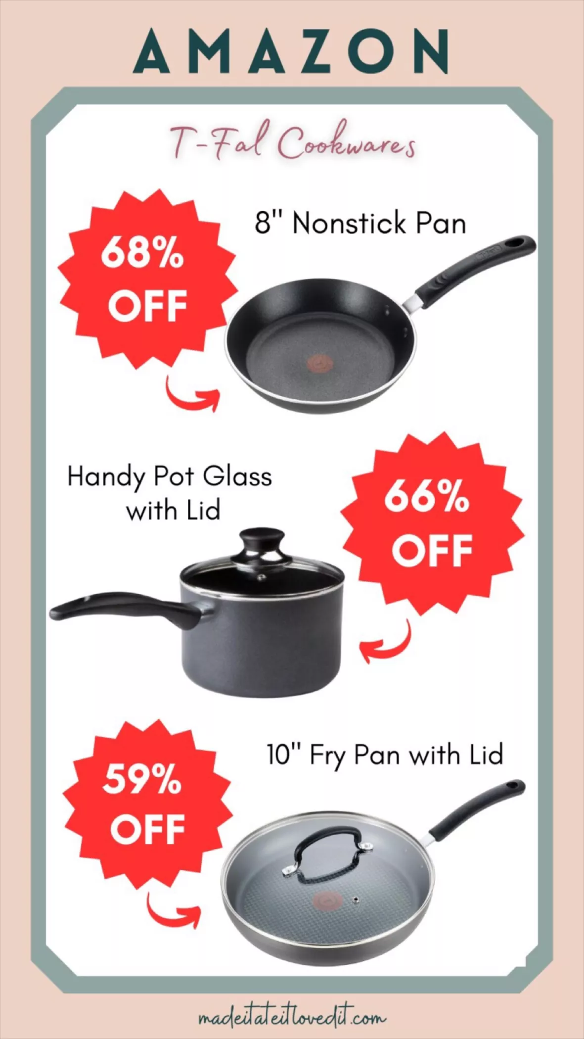 T-fal Experience Nonstick Fry Pan with Lid 10 Inch Induction Cookware, Pots  a