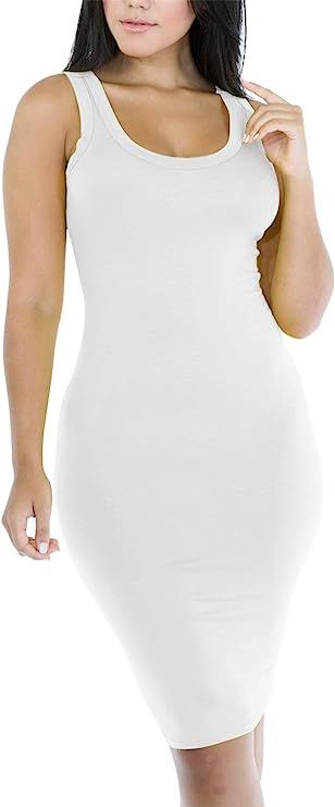 Meenew Women's Sleeveless Scoop Neck Knee Length Casual Bodycon Tank Dress | Amazon (US)