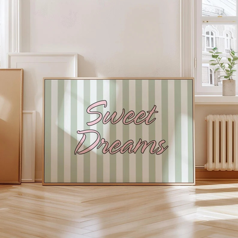 Sweet Dreams Poster, Dopamine Decor, Coquette Room Decor, Above Bed Decor, Sage Green Wall Art, A... | Etsy (US)