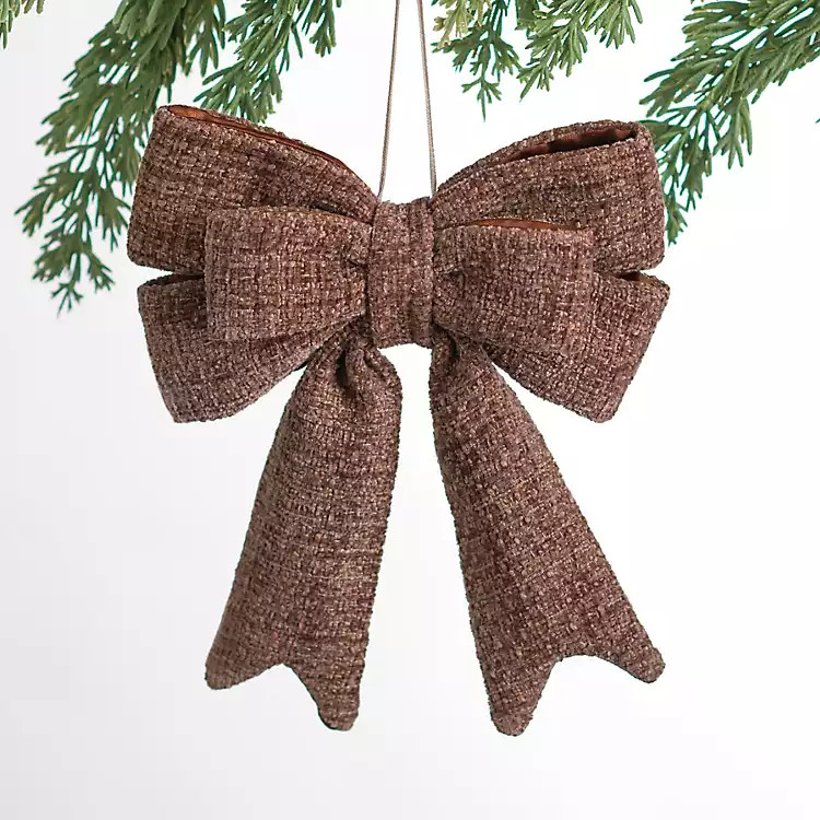 New! Chocolate Knit Bow Ornaments, Set of 6 | Kirklands
