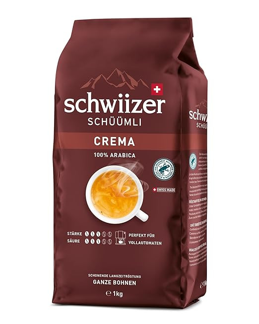 Schwiizer Schüümli Crema, 100% Arabica Kaffeebohnen, aromatisch-vollmundig, ideal für Vollauto... | Amazon (DE)
