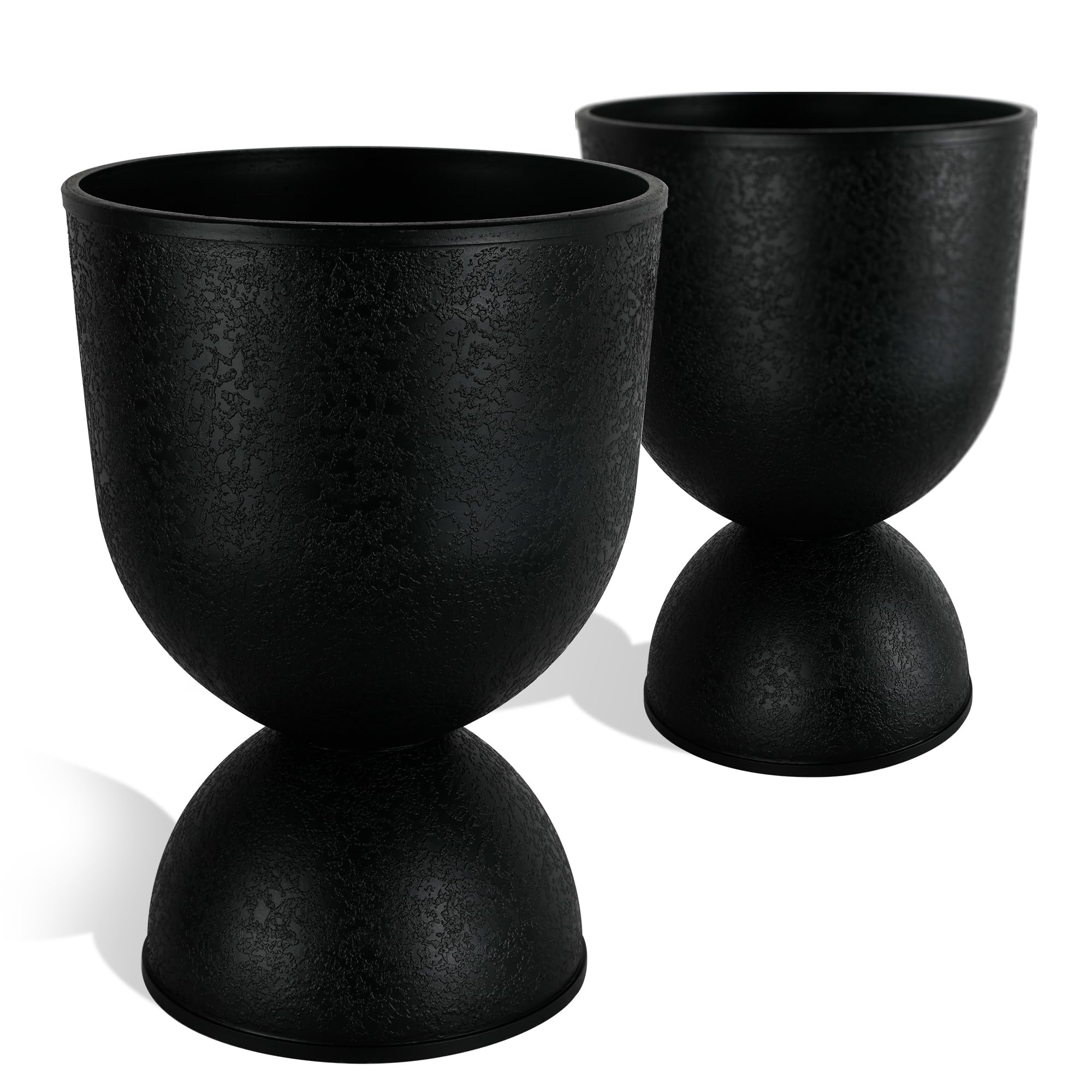 KOL Planters Flower Pots, Plastic Urn Planters for Indoor Outdoor Plants, Black Pedestal Planter ... | Amazon (US)