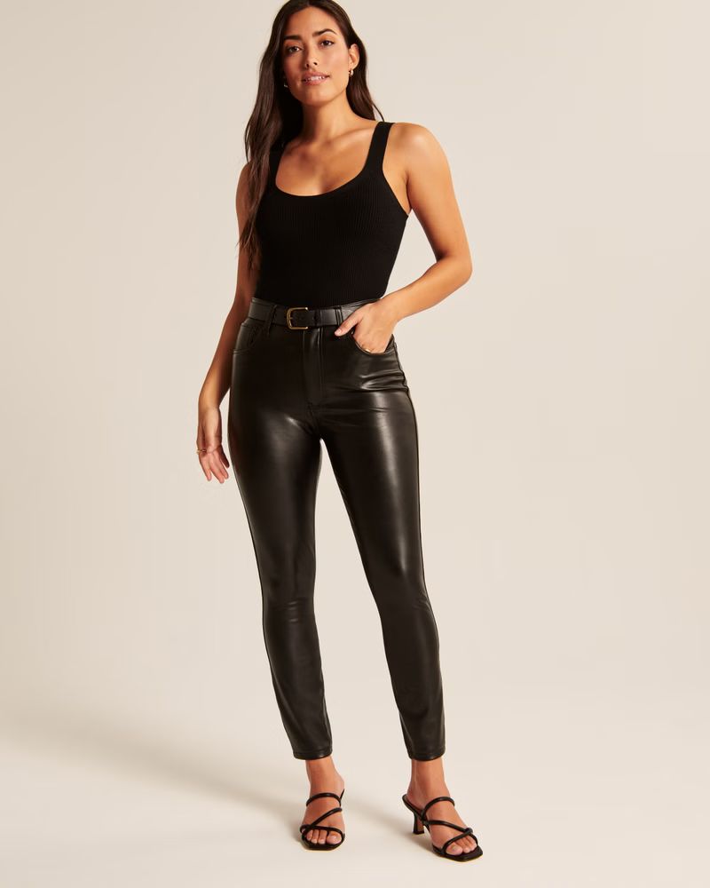 Women's Curve Love Vegan Leather Skinny Pants | Women's Bottoms | Abercrombie.com | Abercrombie & Fitch (US)