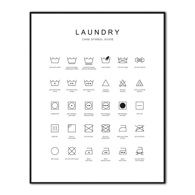 Laundry Care Symbol Guide Wall Art, Laundry Room Decor, Laundry Symbol Guide for Home, Dorms & La... | Amazon (US)