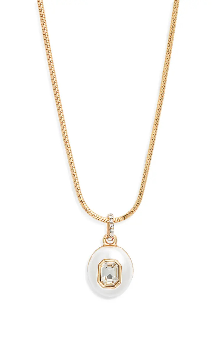 Nordstrom Crystal Inlay Oval Pendant Necklace | Nordstrom | Nordstrom