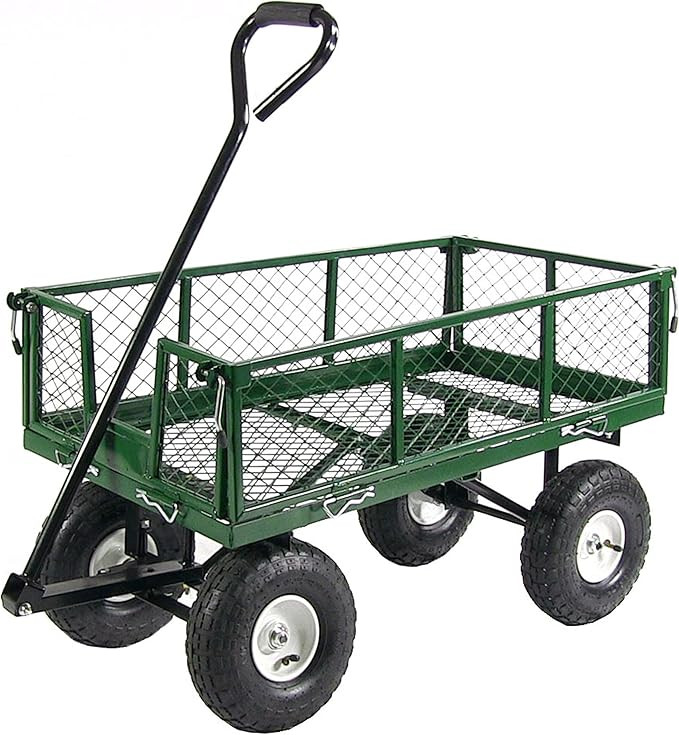 Sunnydaze Utility Steel Garden Cart, Outdoor Lawn Wagon with Removable Sides, Heavy-Duty 400 Poun... | Amazon (US)
