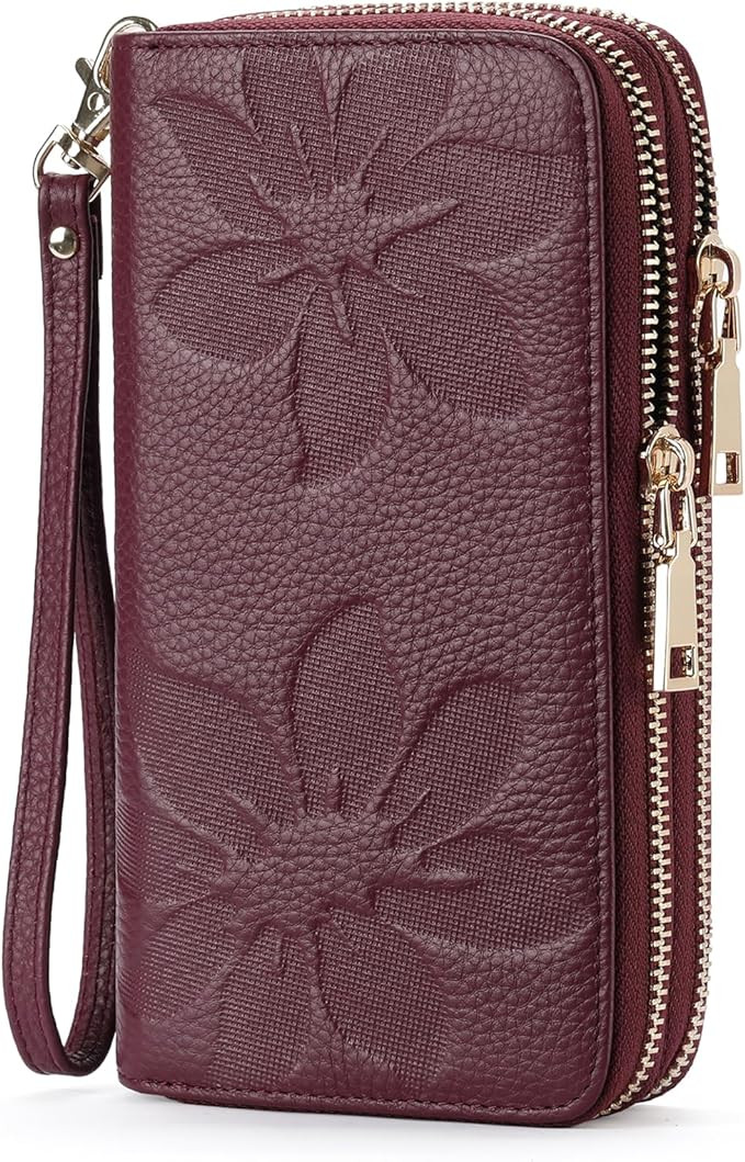GOIACII Women's Wallet Large Capacity Double Zip Ladies Card Phone Holder RFID Blocking Wristlet ... | Amazon (US)