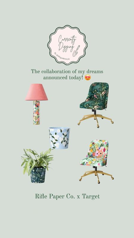 Rifle Paper Co. X Target collaboration favorites, floral print office chair, floral print lamp, pots

#LTKSpringSale #LTKhome
