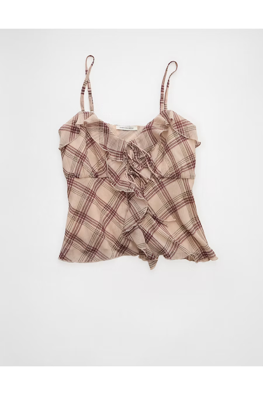AE Ruffle Tie-Front Cami Top Women's Cream XXS | American Eagle Outfitters (US & CA)