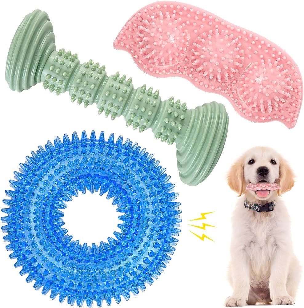 ENZZROA Dog Chew Toys for Puppy Teething, 3Pack 2-8 Months Puppies Teething Toys Soft & Durable P... | Amazon (US)