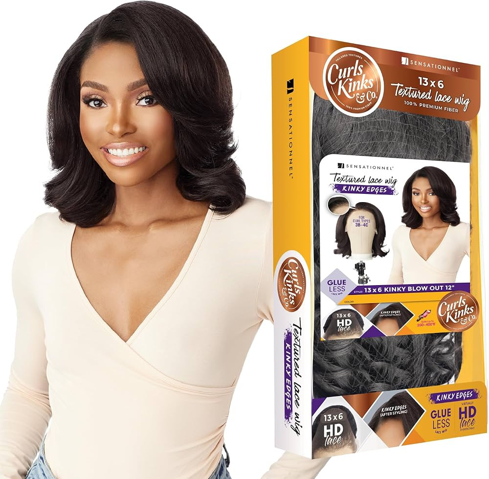 Sensationnel Kinky Edge 13x6 Lace Wigs - Kinky Edge Blow out 12-inch glueless synthetic wig - CKC... | Amazon (US)