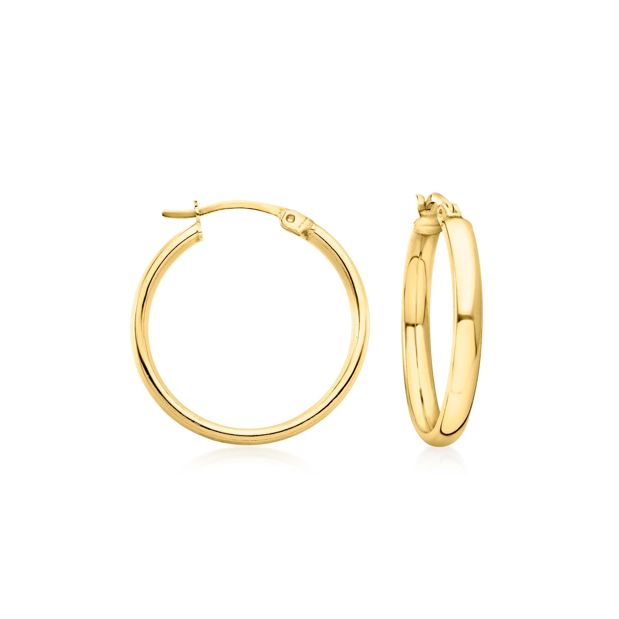 18kt Gold Over Sterling Flat Hoop Earrings. 1" | Ross-Simons