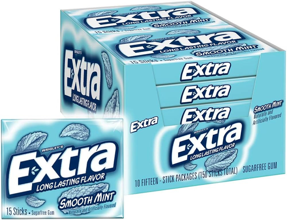 EXTRA Gum Smooth Mint Gum Sugar Free Chewing Gum Individually Wrapped Mint Gum Bulk Pack, 15 Stic... | Amazon (US)
