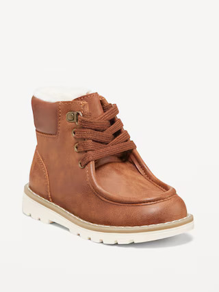 Faux-Leather Side-Zip Lace-Up Boots for Toddler Boys | Old Navy (US)