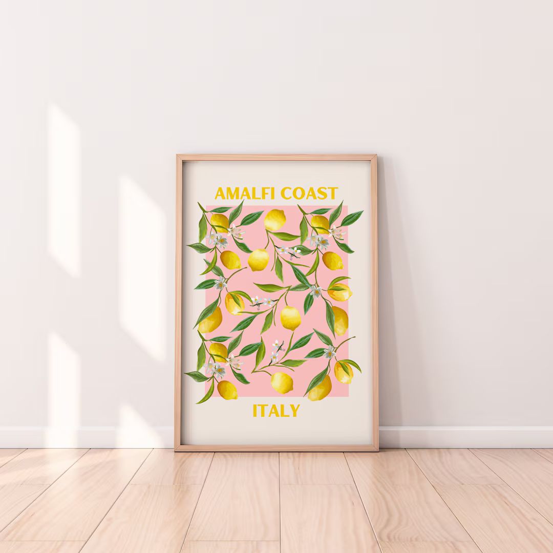 Amalfi Coast Italy Lemons Print Digital Download | Colorful Fruit Print Wall Art Download | Etsy (US)