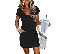 ETCYY NEW Womens Summer Dress Lantern Sleeve Square Neck Tie Back Flowy A-Line Double Layer Hem M... | Amazon (US)