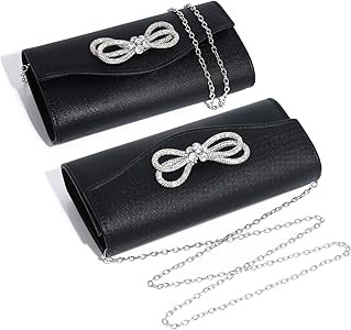Women Evening Handbag Shiny Crystal Bow Flap Clutch Purse for Women Wedding Party Prom Purse | Amazon (US)