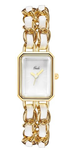 Gosasa Women's Elegant Dress Watch Chain Braid Band Fashion Square Bracelet Watches for Women Retro Minimalist Analog Quartz Waterproof Ladies Watch | Amazon (US)