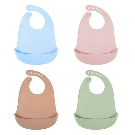 4Pcs Cute Silicone Baby Bibs for Babies & Toddlers Waterproof, Soft,BPA Free (10-72 Months,Unisex) | Walmart (US)