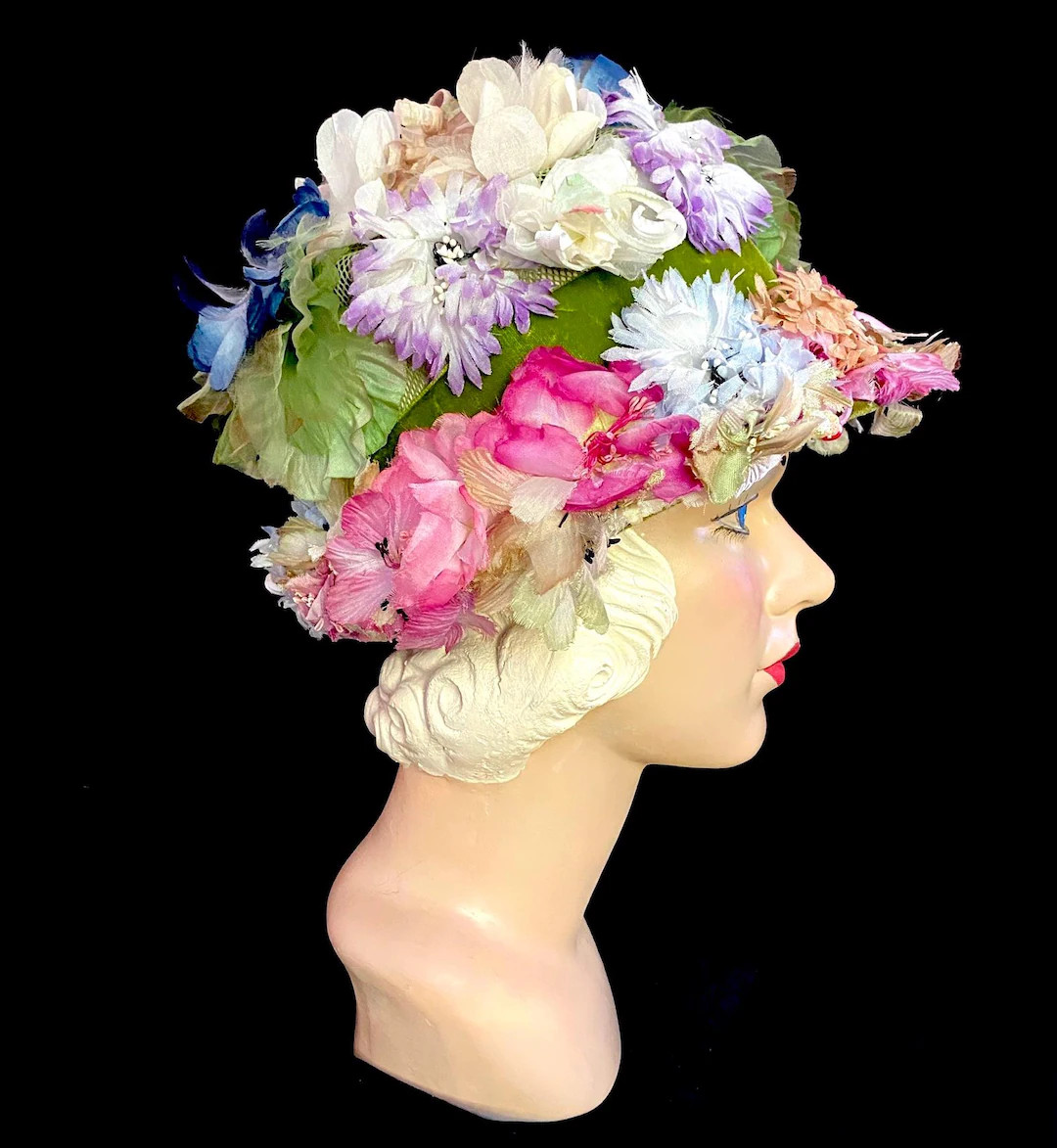 Vintage, 1950s, 1960s, Floral, Flower Hat | Etsy (US)