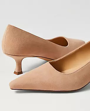 Suede Nip Toe Kitten Heel Pump | Ann Taylor