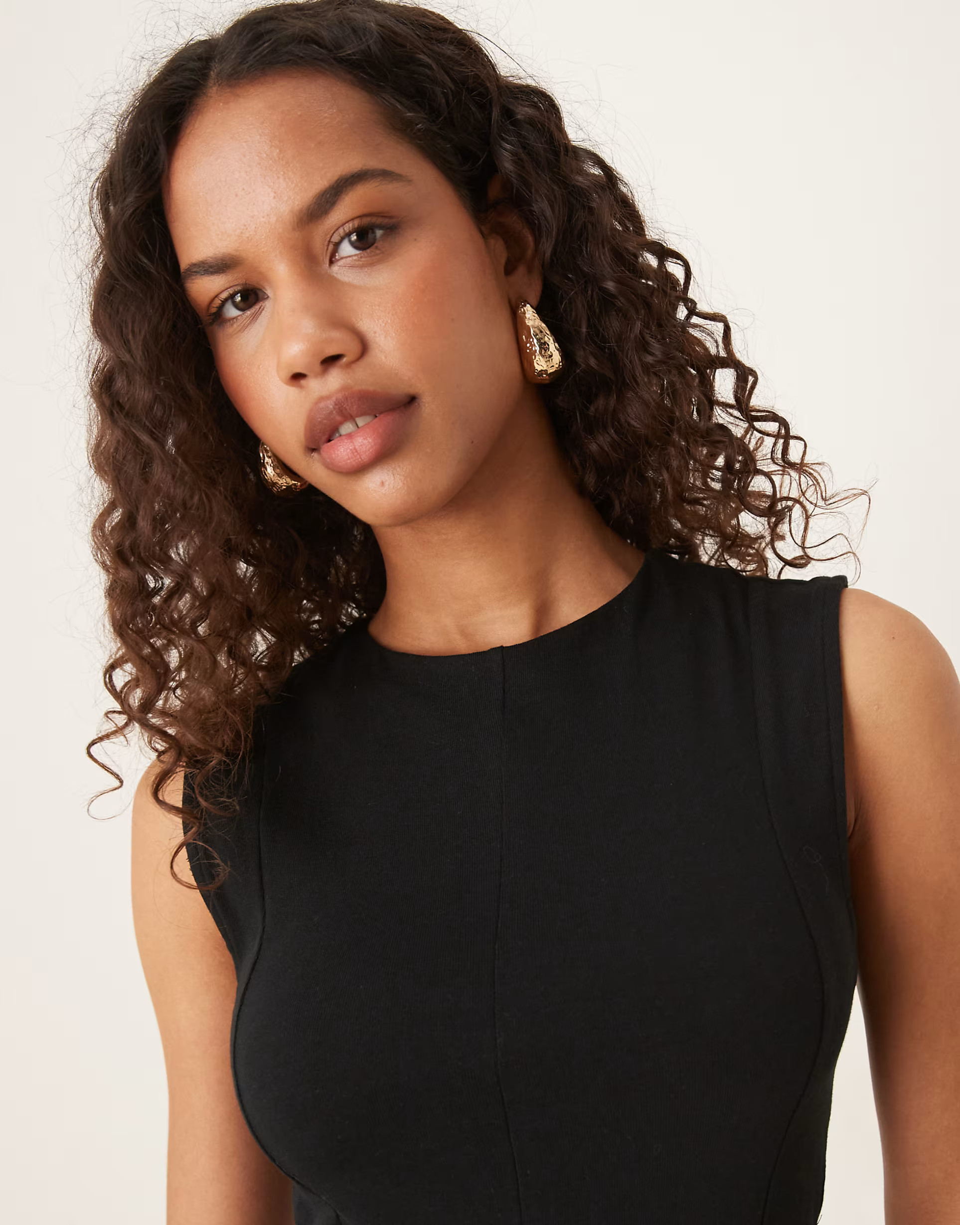 ASOS Design cotton sleeveless midi sundress in black | ASOS (Global)