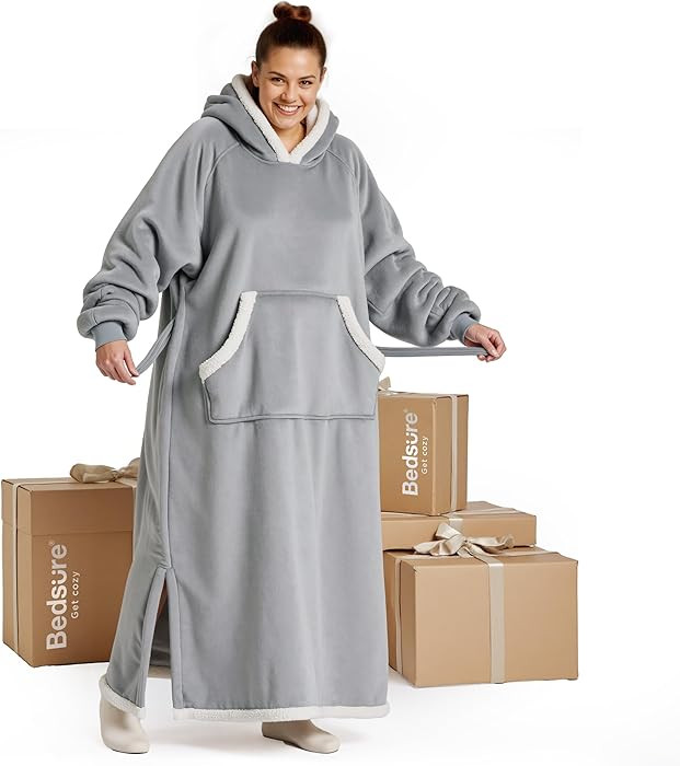 Bedsure Wearable Blanket Hoodie, Long Hooded Blanket Sweatshirt as Christmas Birthday Gifts for W... | Amazon (US)