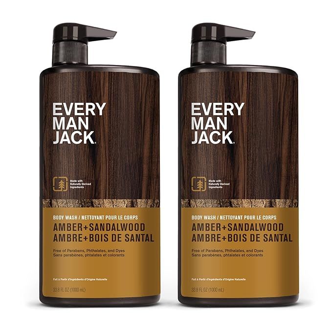 Every Man Jack Amber + Sandalwood Mens Body Wash for All Skin Types - Cleanse, Hydrate, and Smell... | Amazon (US)