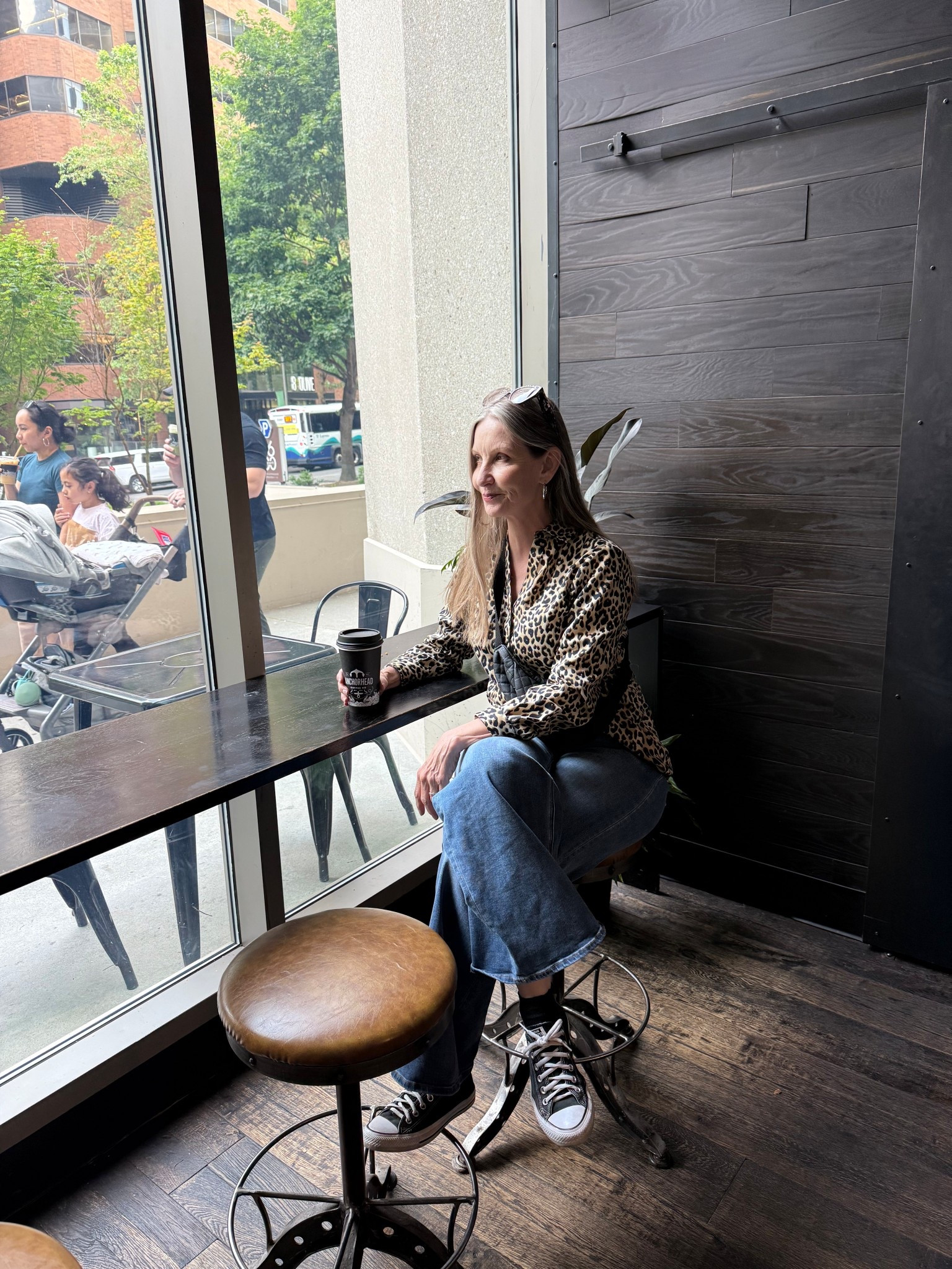 City casual: wide leg jean, chucks, leopard shirt, belt bag.  #effortlesslychic #casualootd #coffeetime

#LTKMidsize #LTKdayinmylife #LTKOver40