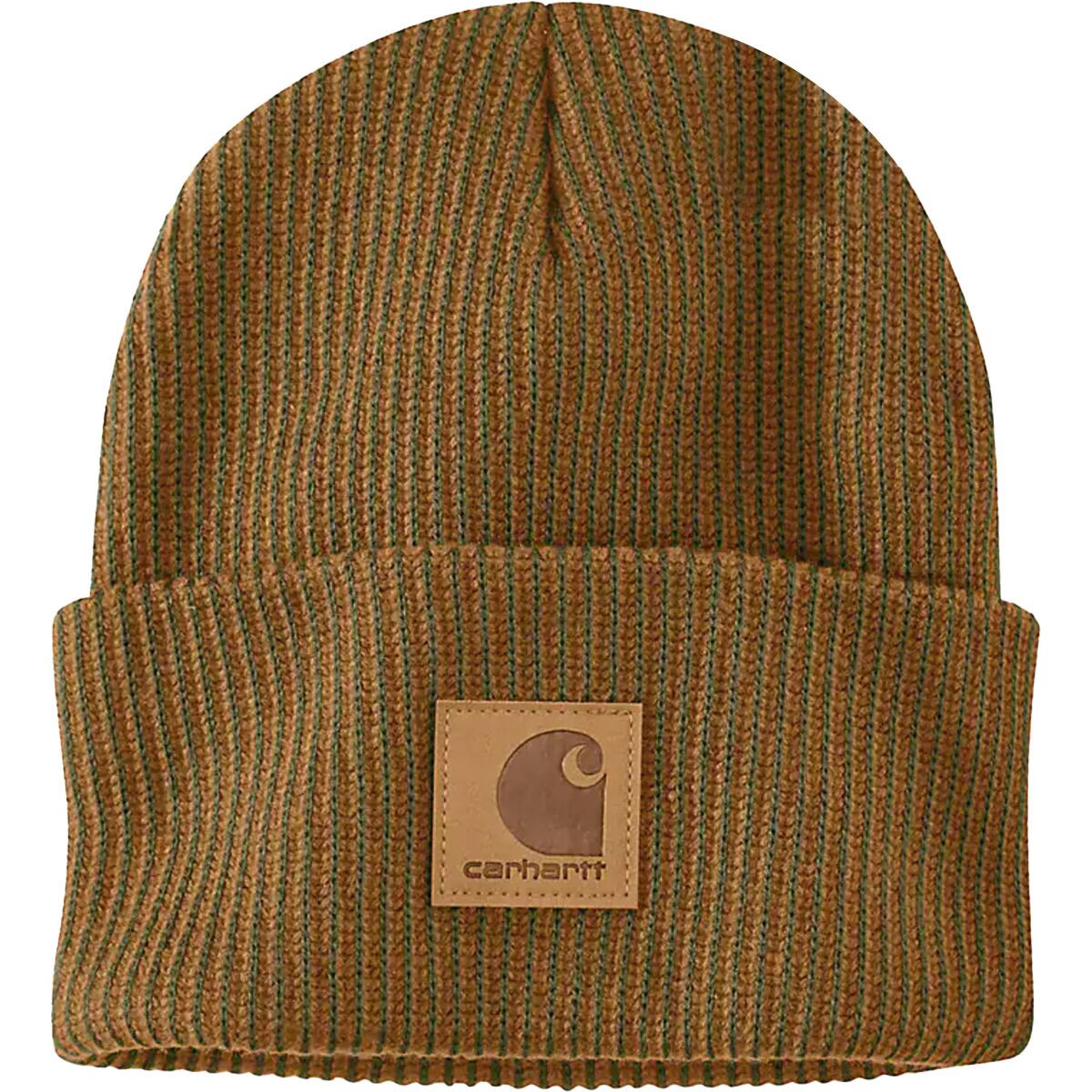 Carhartt Knit Cuffed Plaited Beanie Carhartt Brown/Dark Bronzed Green, One Size | Backcountry