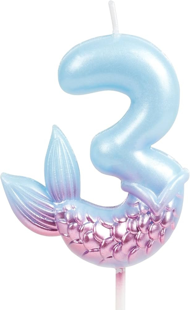 Birthday Candles Numbers 3 Candle, Mermaid Birthday Decorations, Happy 3rd Birthday Candles for C... | Amazon (US)