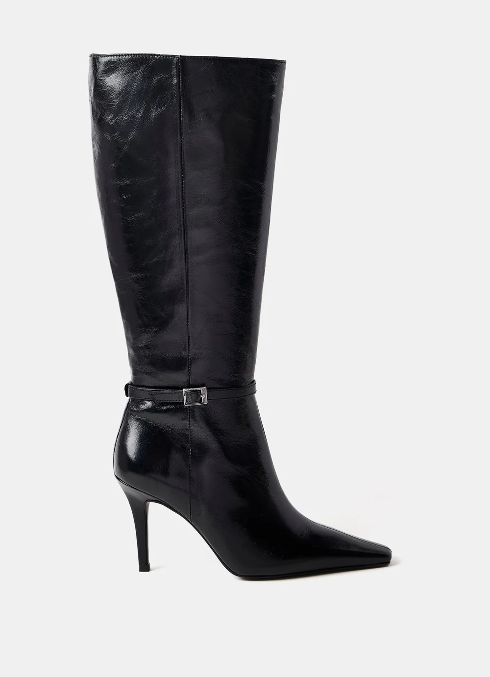 Black Leather Long Knee Boots | Mint Velvet