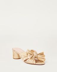 Emilia Gold Pleated Bow Heel | Loeffler Randall