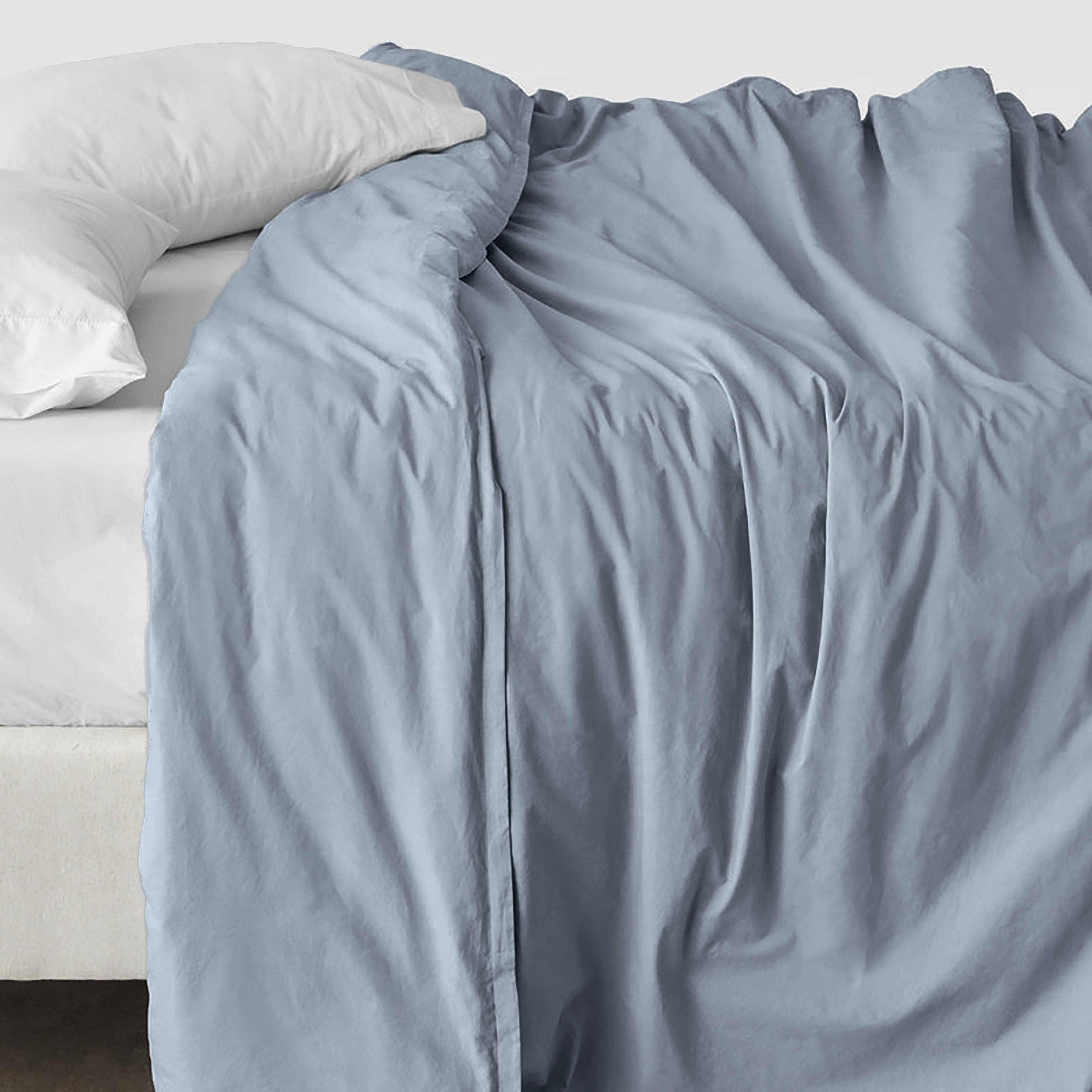 The Citizenry Stonewashed Organic Cotton Percale Duvet Cover | Full/Queen | Duvet Only | Light Bl... | Havenly