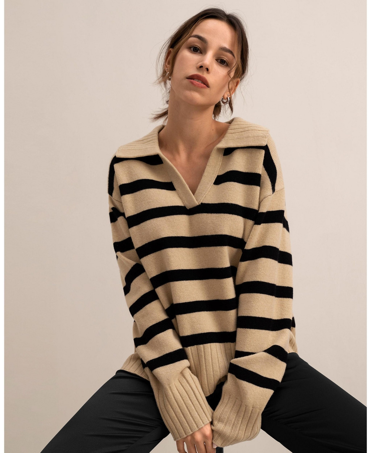 Lilysilk Women's The Gilly Stripe Sweater - Black coffee stripes | Macy's